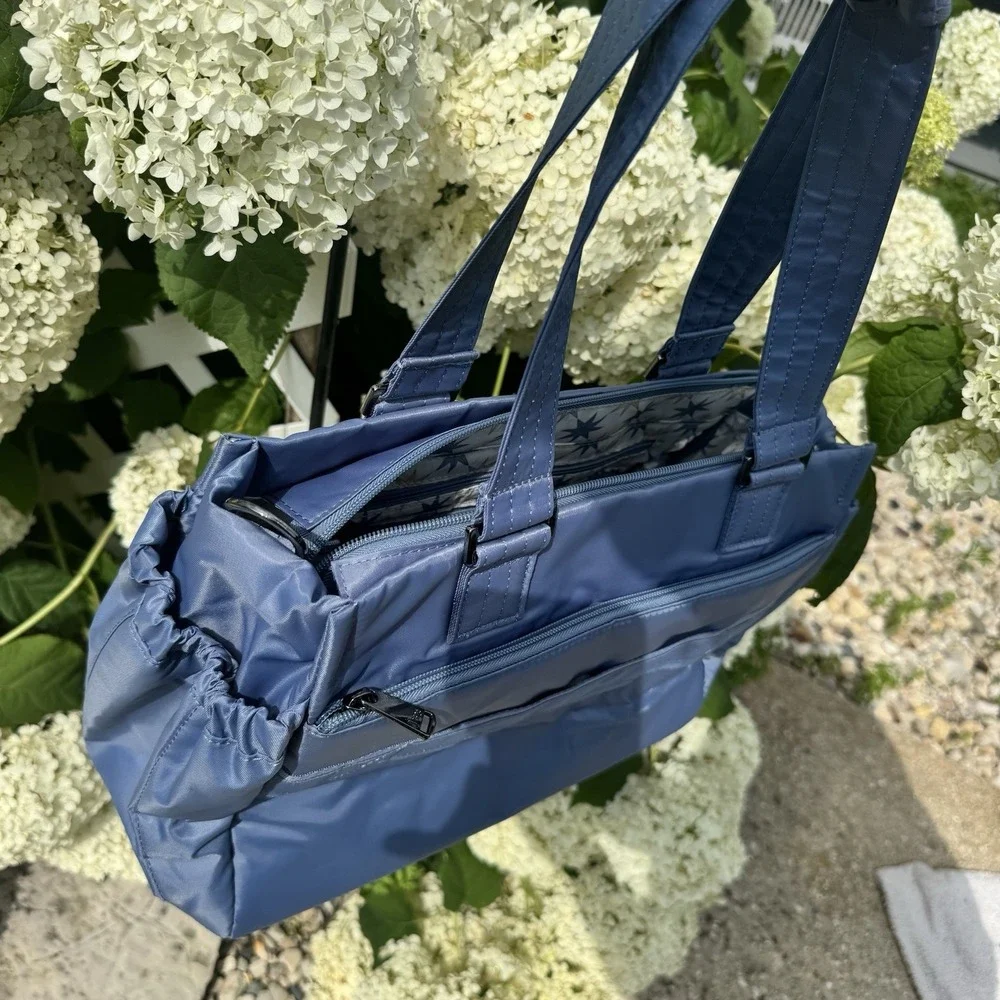 NWT LUG Dilly Dally Convertible Blue Quilted Tote Travel Bag/Purse ~ Crossbody